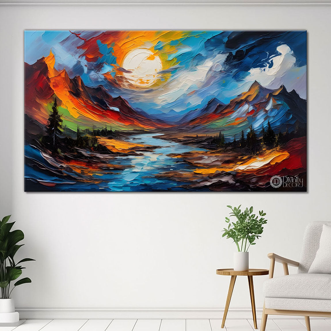 Colorful mountains painting Canvas Painting - Nature Art -558