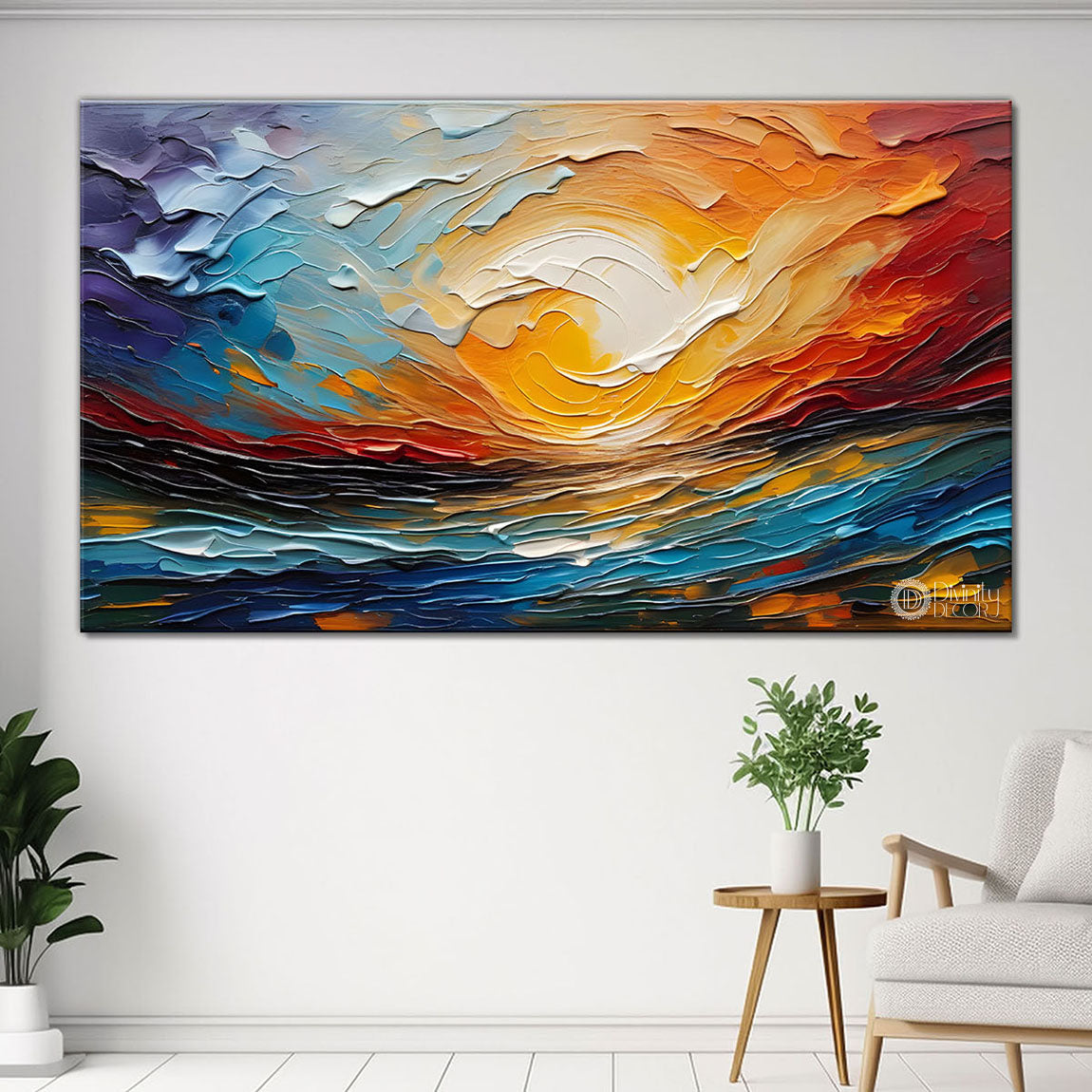 Colorful sky textured painting Canvas Painting - Nature Art -569