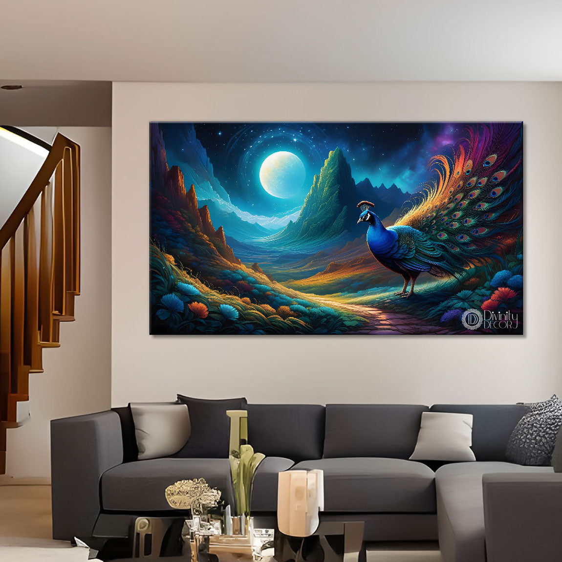 Peacock beautiful scenery modern art Canvas Painting - Design - Peacock-56