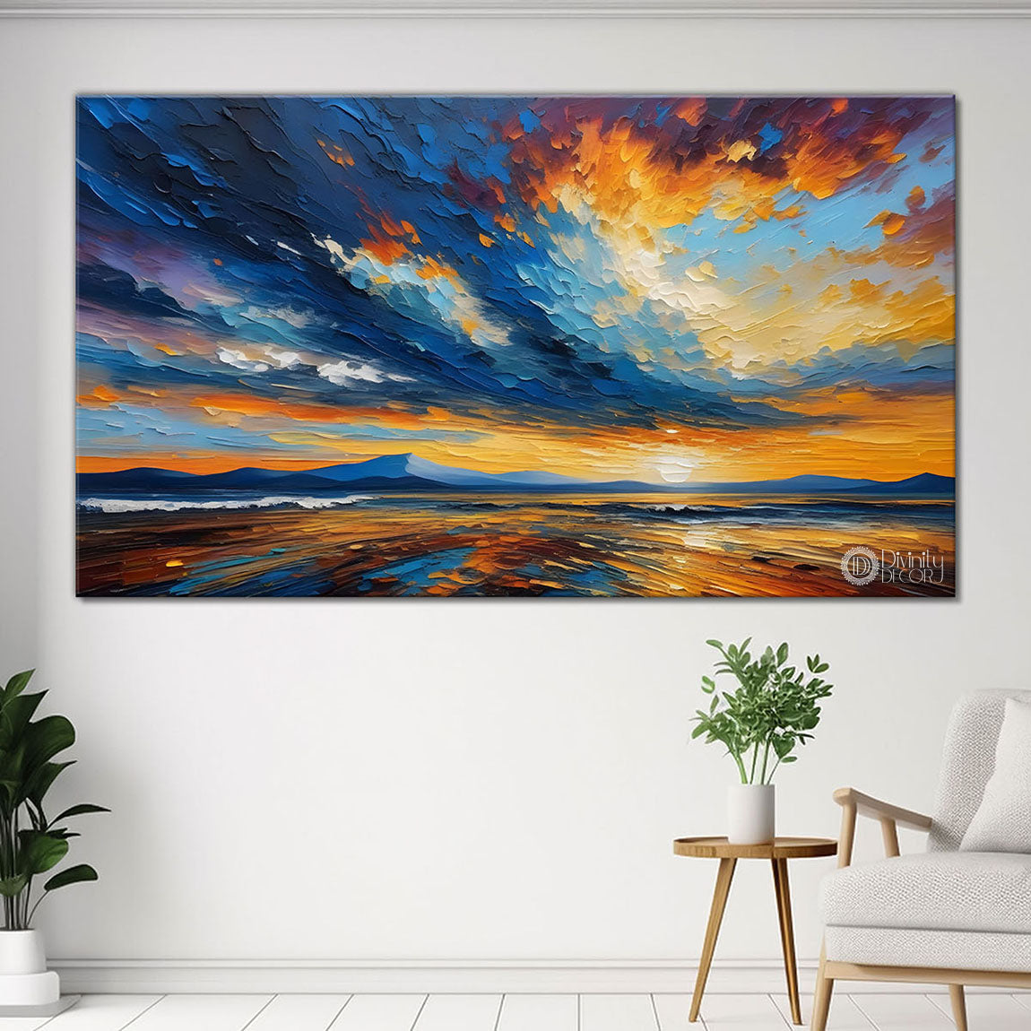 Colorful clouds textured panting Canvas Painting - Nature Art -578