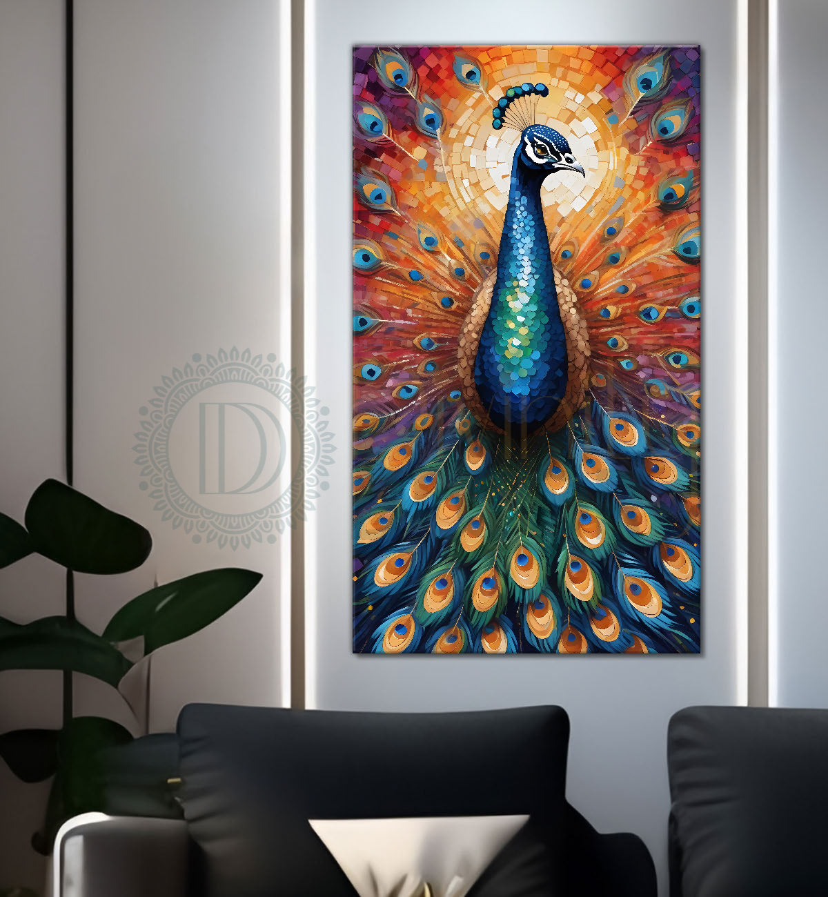 Peacock with bright background modern art painting - Design - Peacock-V-57