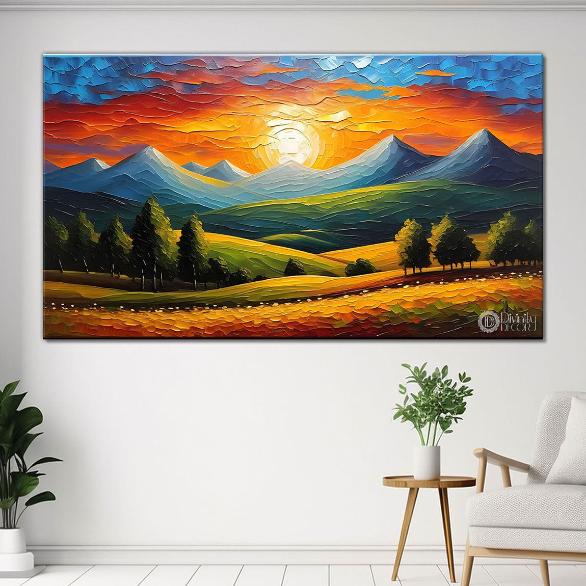 Mountains with sunrise painting Canvas Painting - Nature Art -582