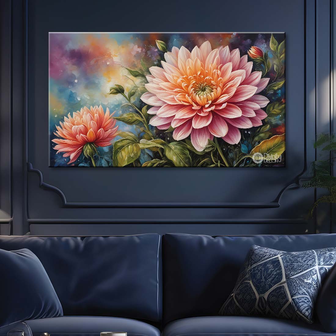 Lotus flower on water textured painting canvas painting- Flower-585