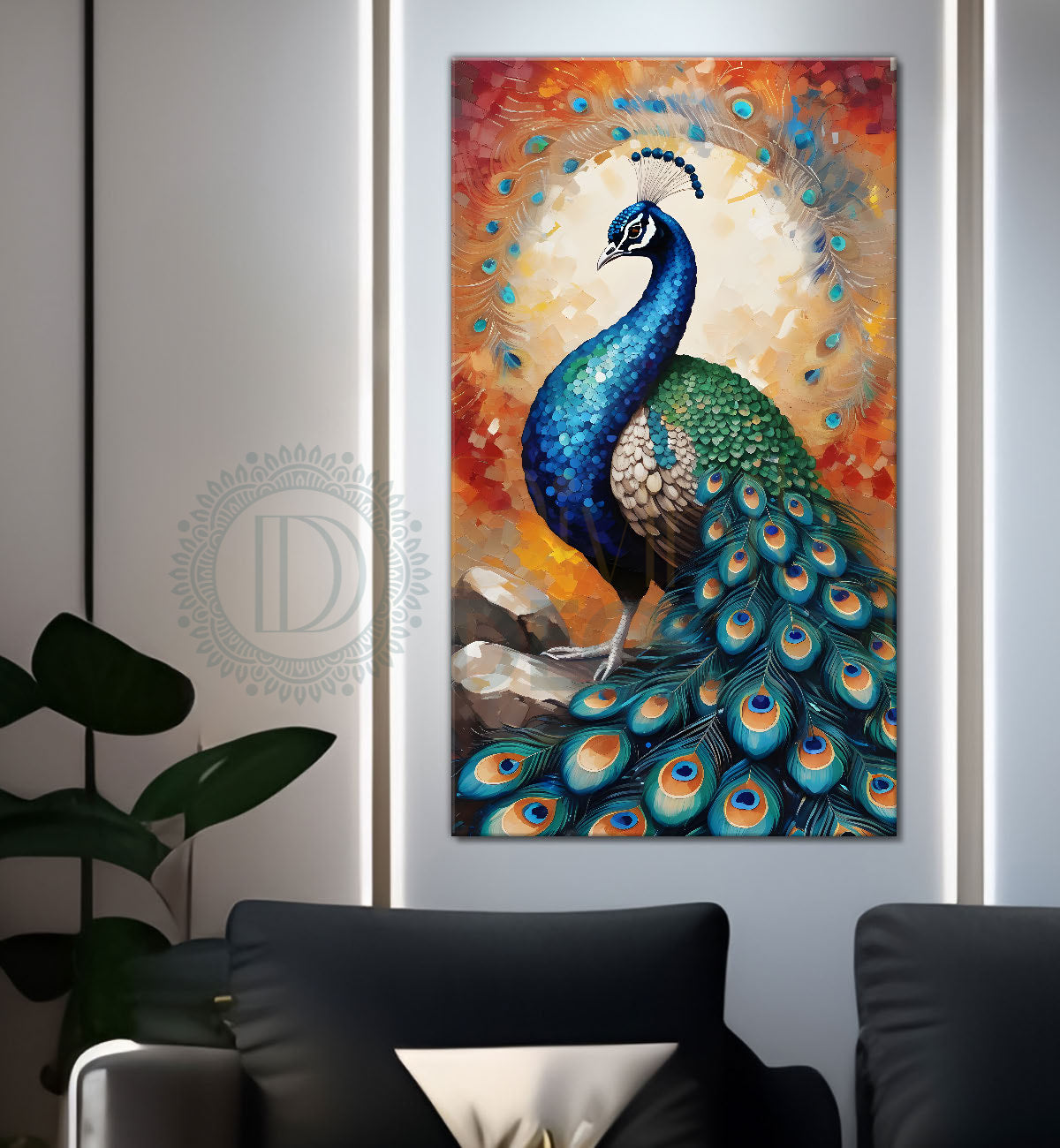Peacock with bright background modern art painting  - Design - Peacock-V-58