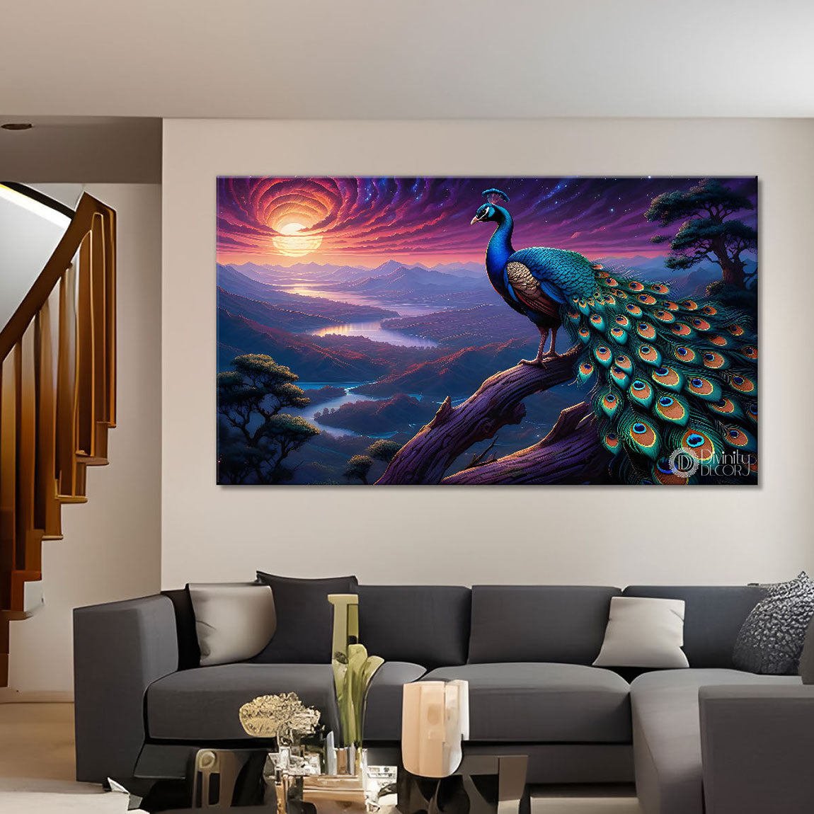 Peacock beautiful scenery modern art Canvas Painting - Design - Peacock-58