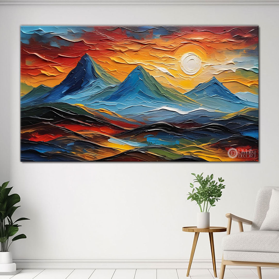 Mountains with sunset painting Canvas Painting - Nature Art -592