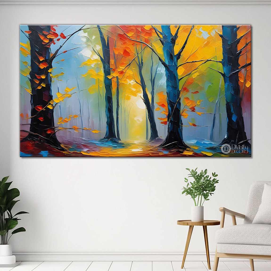 Colorful trees textured painting Canvas Painting - Nature Art -593