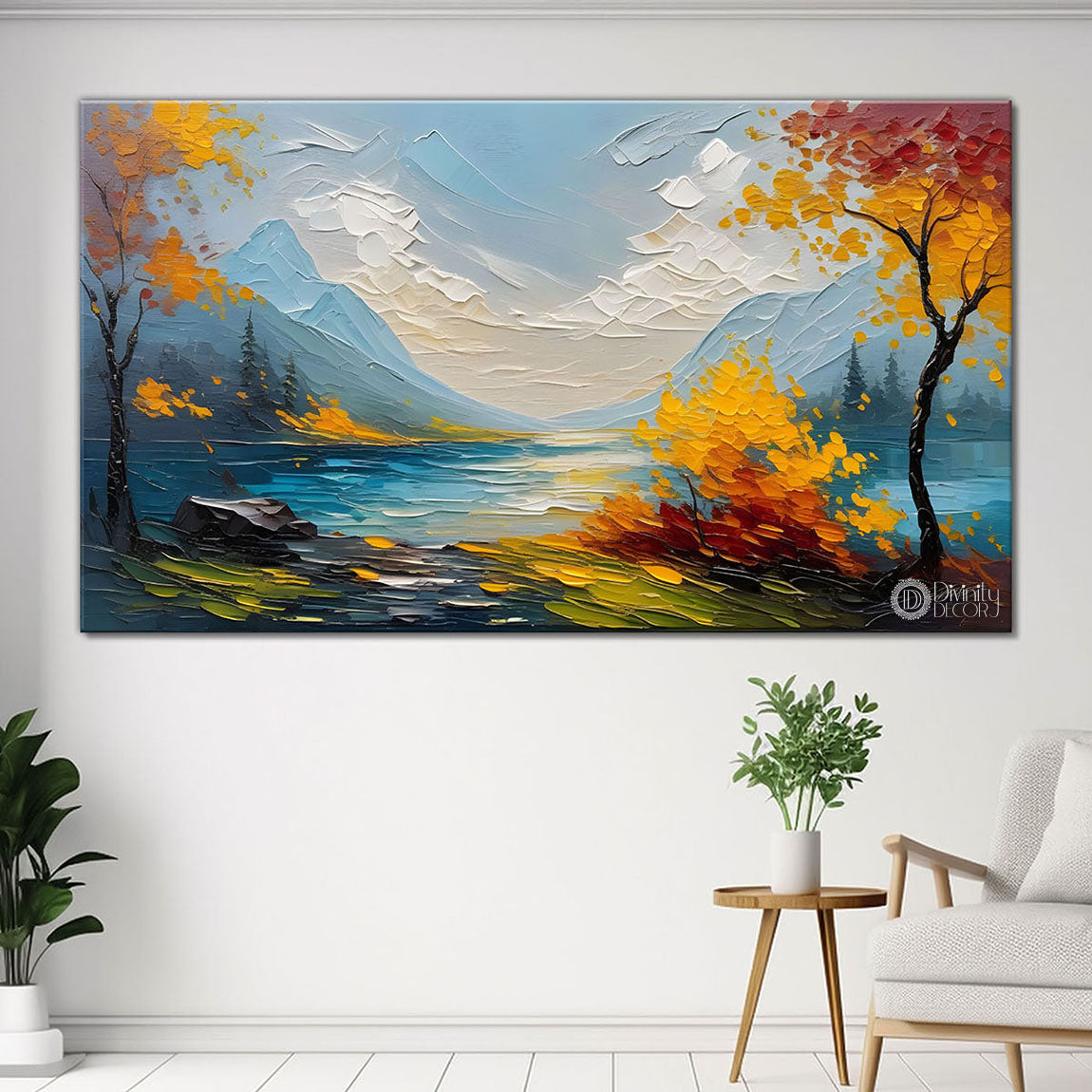 Orange trees textured painting Canvas Painting - Nature Art -598