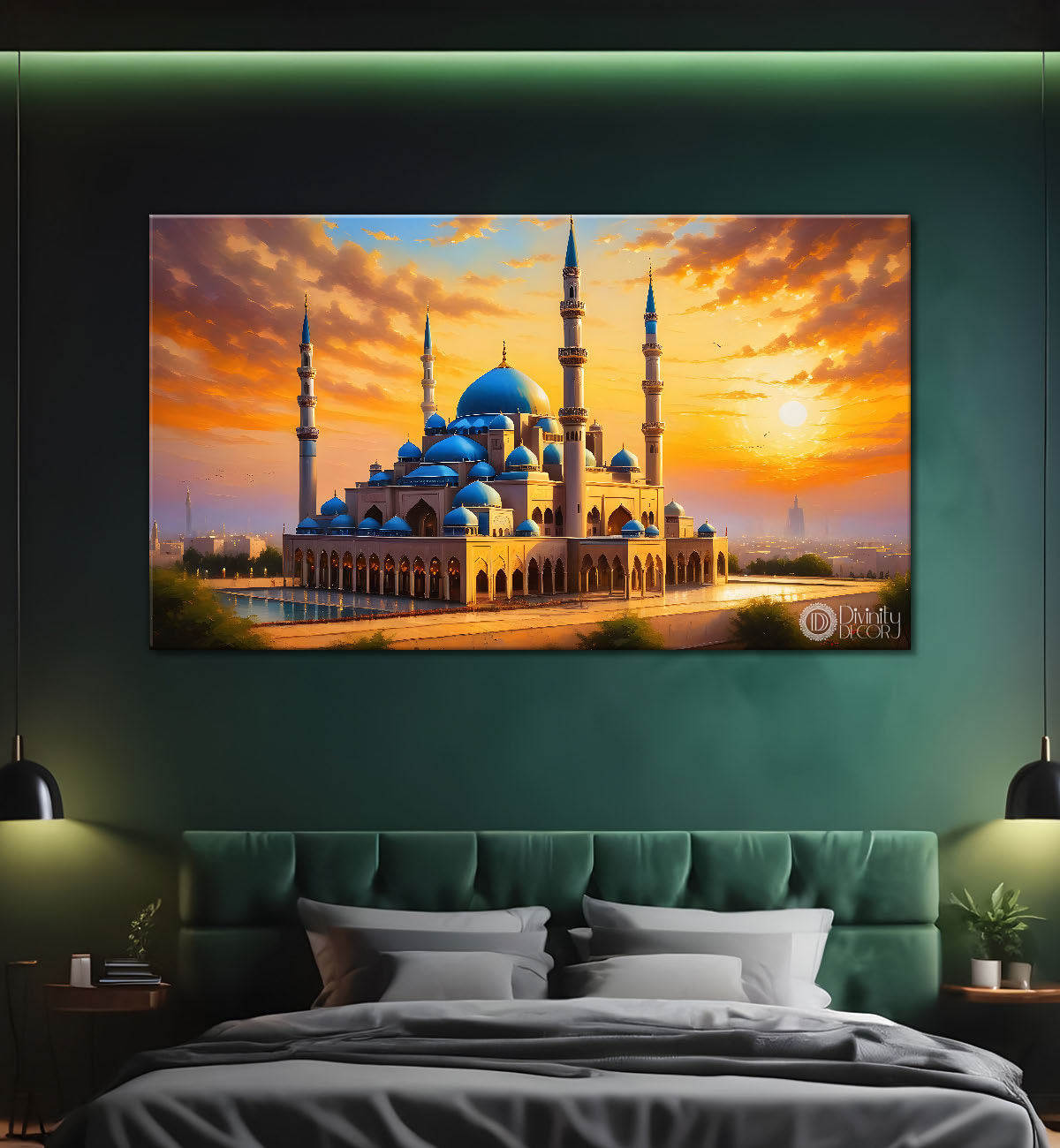 Islamic mosque with sunrise oil painting Canvas Painting - Islamic paintings - 59