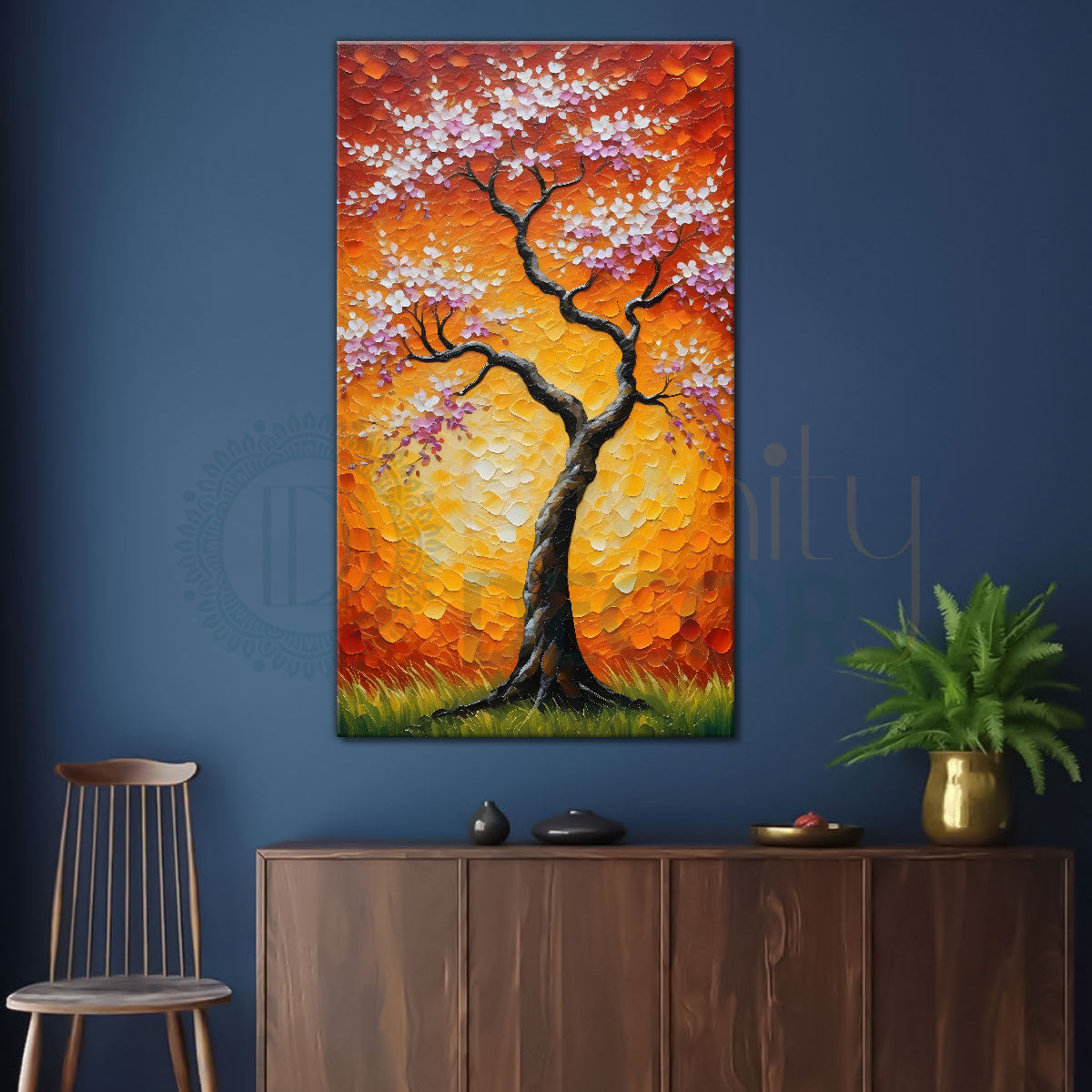 Canvas Spring Tree Spring tree with beautiful bright background textured modern art Canva ...
