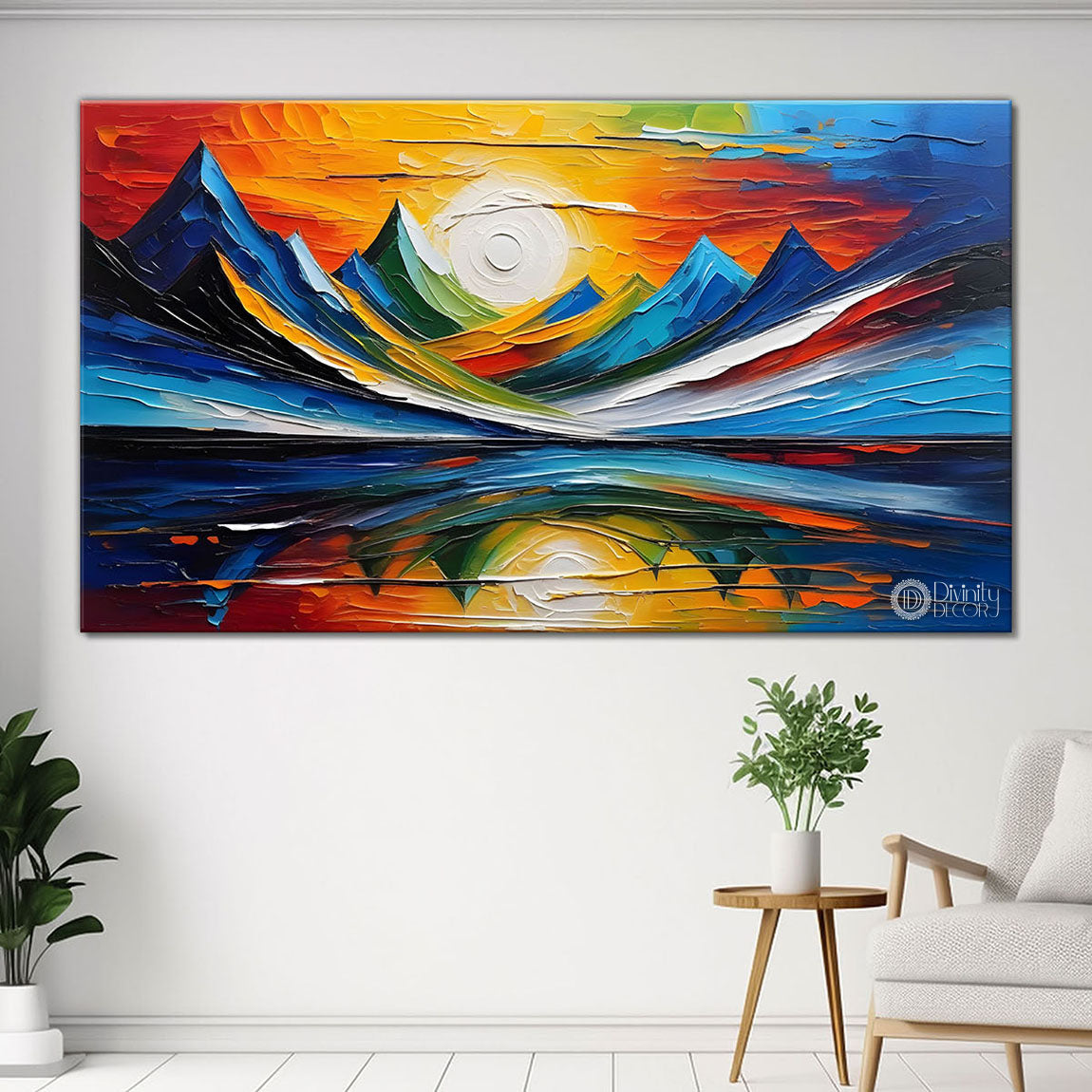 Mountains with sunset painting Canvas Painting - Nature Art -613