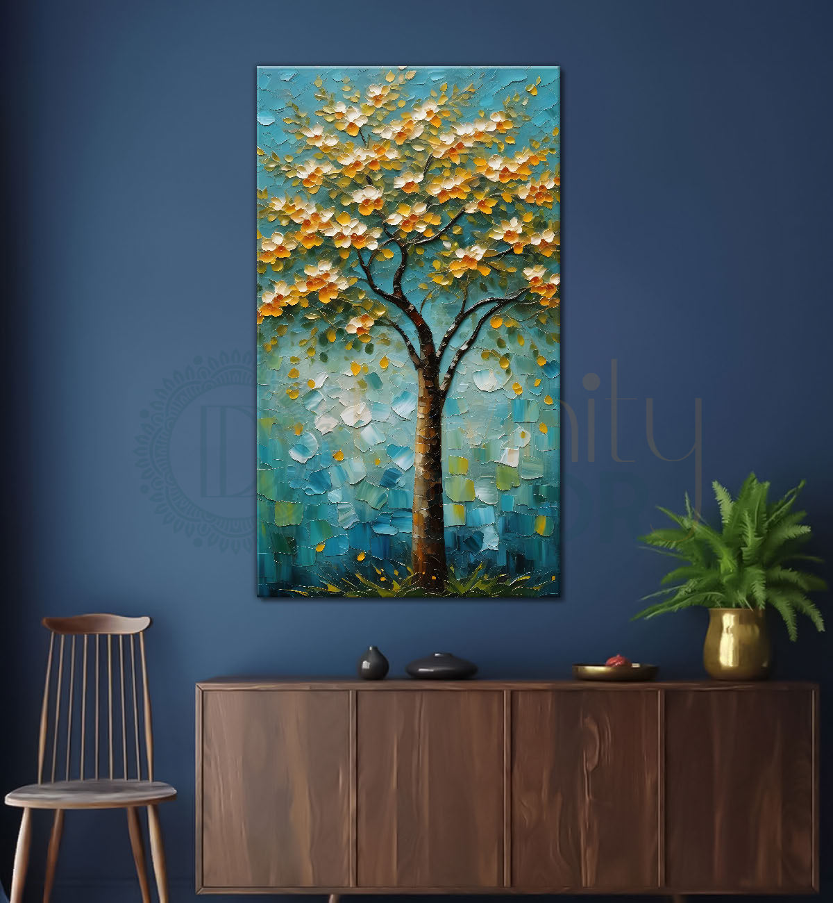 Orange tree in textured modern art Canvas painting - Tree-V-61
