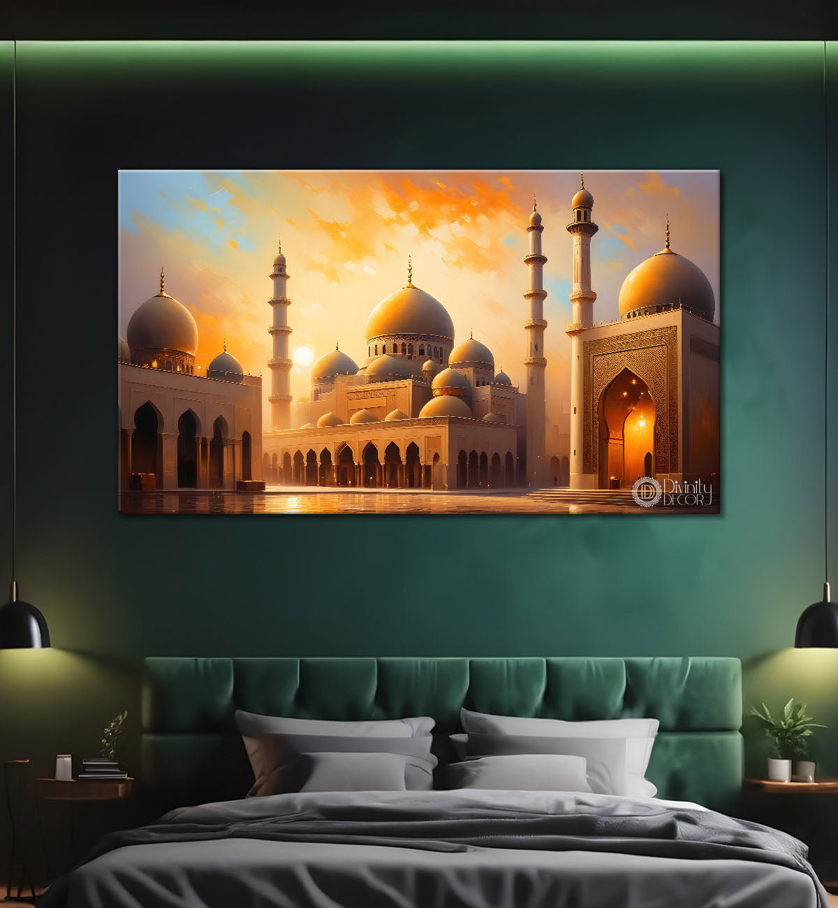 Islamic mosque with sunrise oil painting Canvas Painting - Islamic paintings - 62