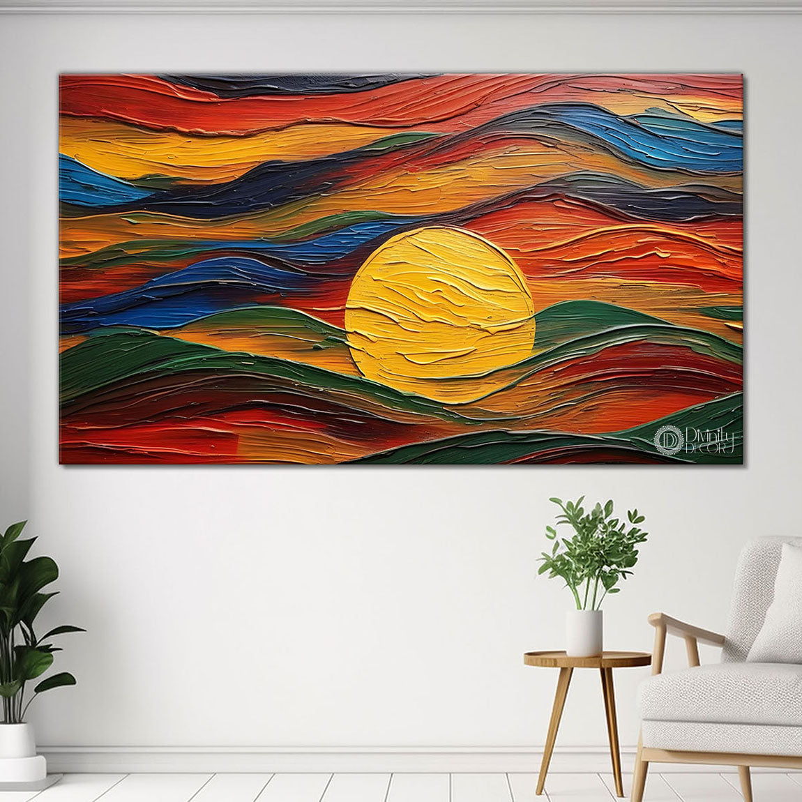 Sun in colorful trees painting Canvas Painting - Nature Art -633