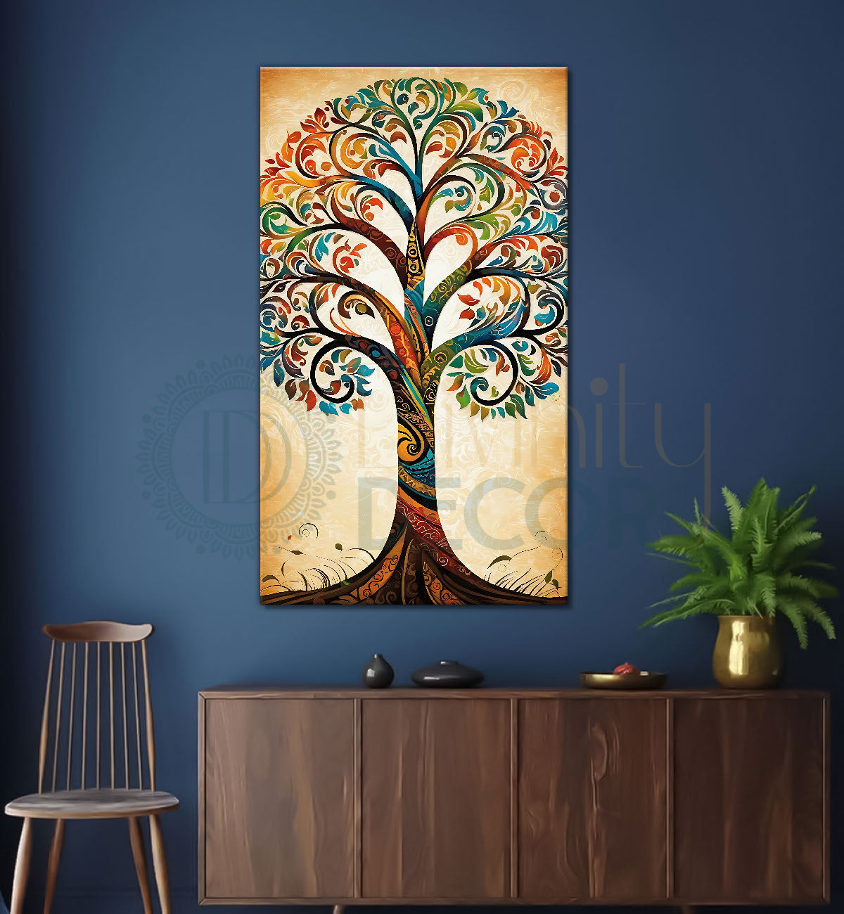 Colourful tree in bright textured modern art Canvas painting - Tree-V-63