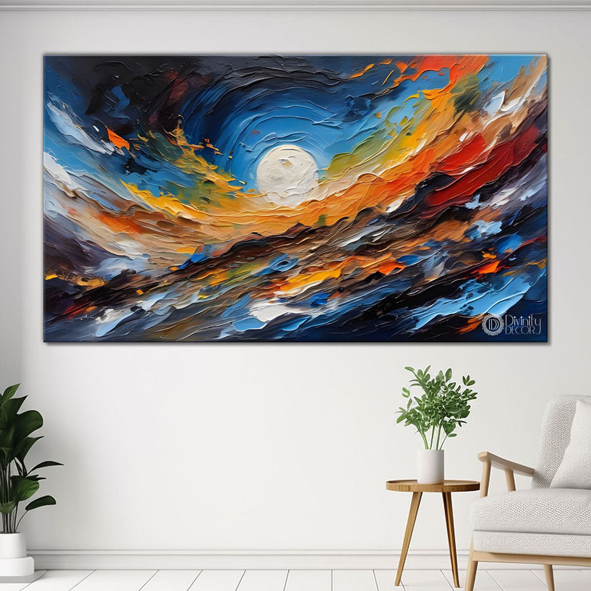 Moon with colorful sky painting Canvas Painting - Nature Art -644