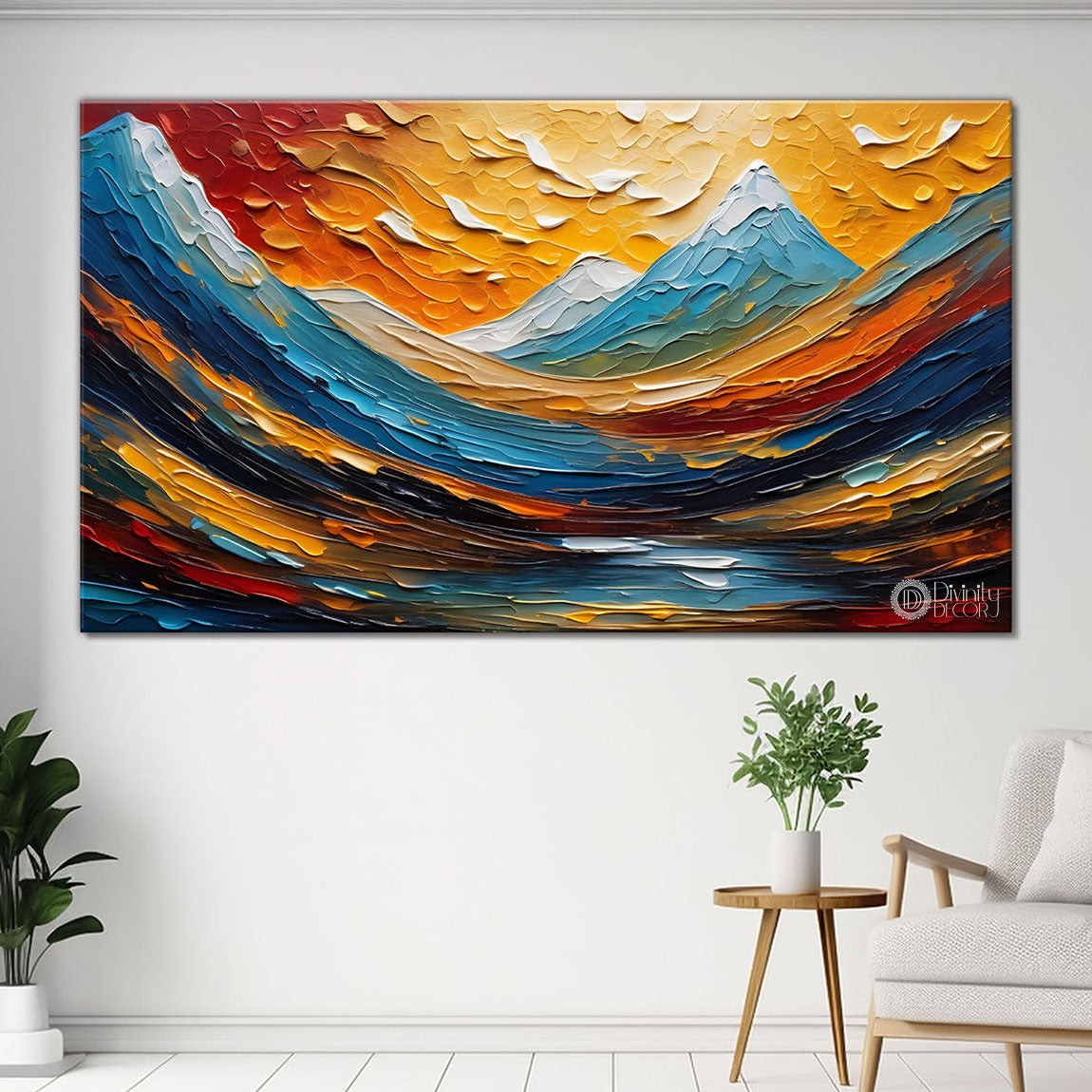 Mountains with colorful sky painting Canvas Painting - Nature Art -650