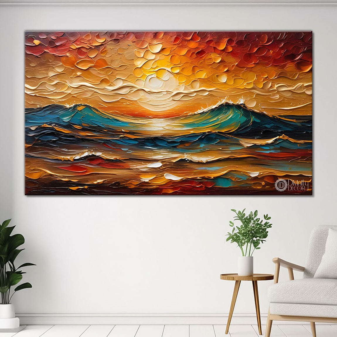 Mountains with colorful sky painting Canvas Painting - Nature Art -651