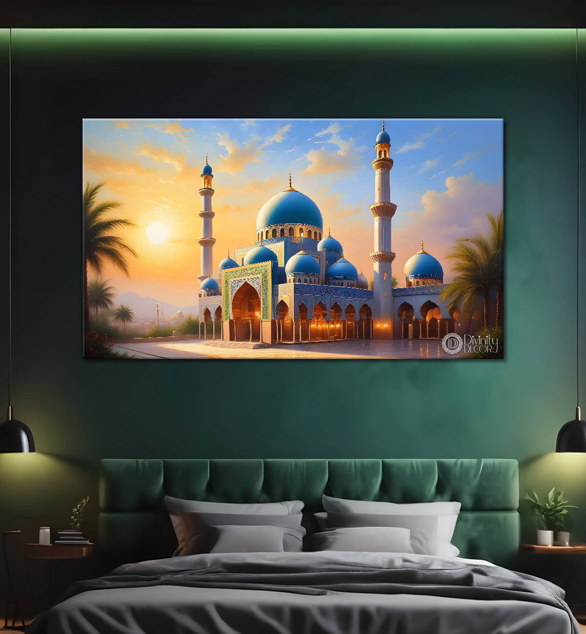 Islamic mosque with sunrise oil painting Canvas Painting - Islamic paintings - 65