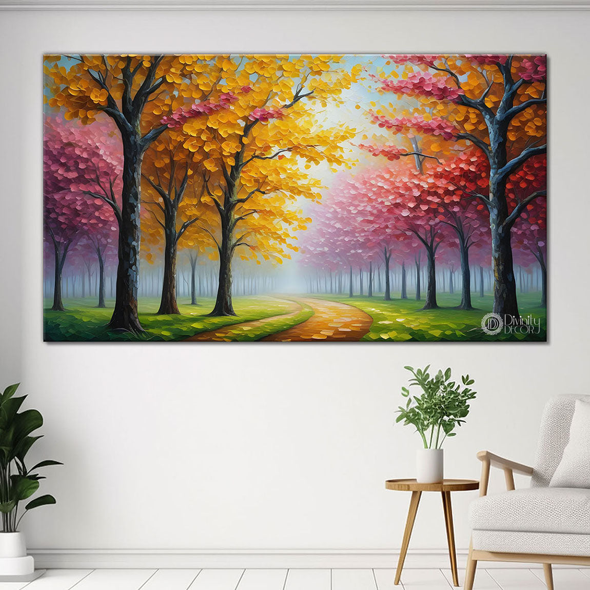 Colorful trees textured painting Canvas Painting - Nature Art -662