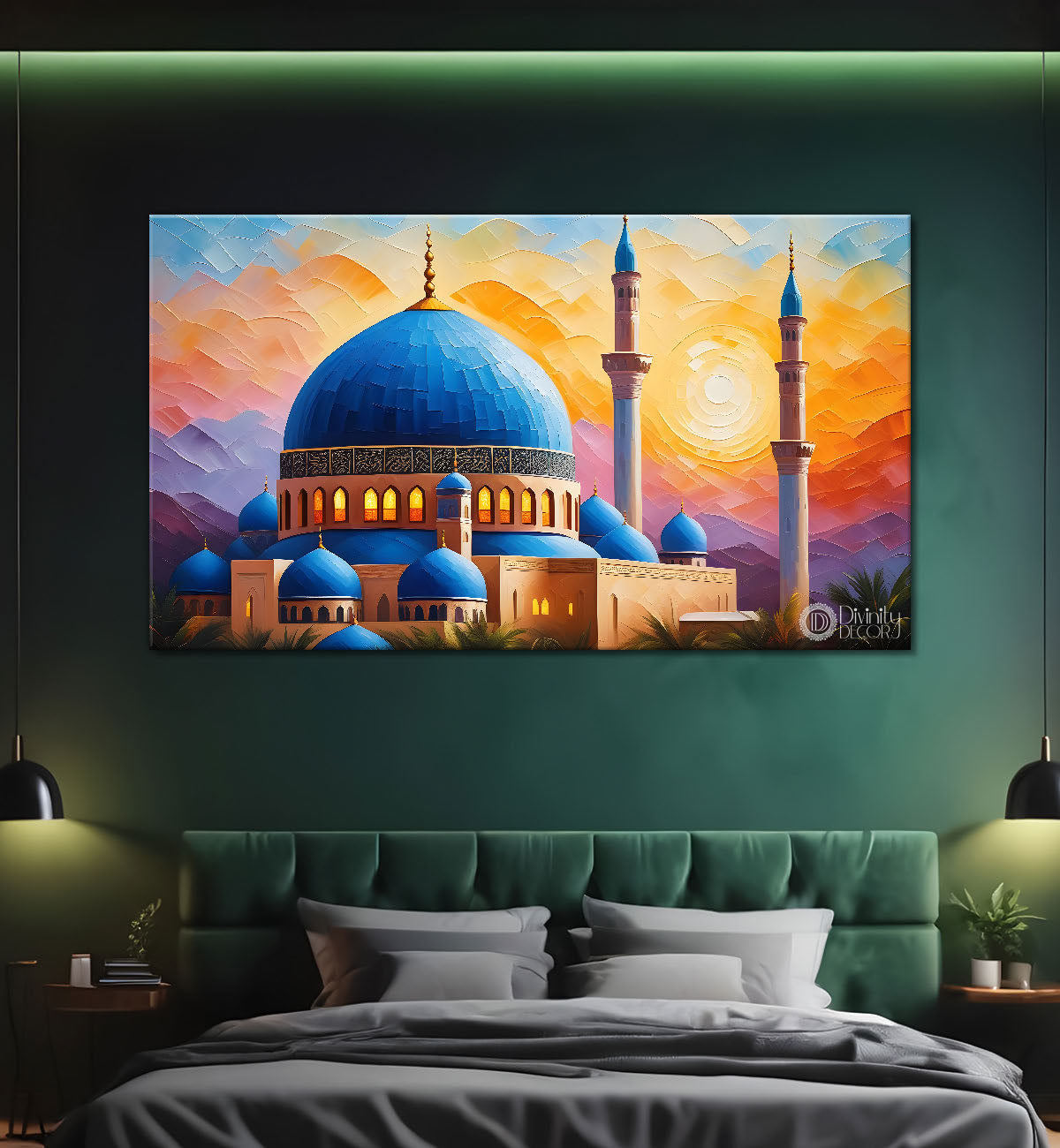 Islamic mosque with sunrise oil painting Canvas Painting - Islamic paintings - 66