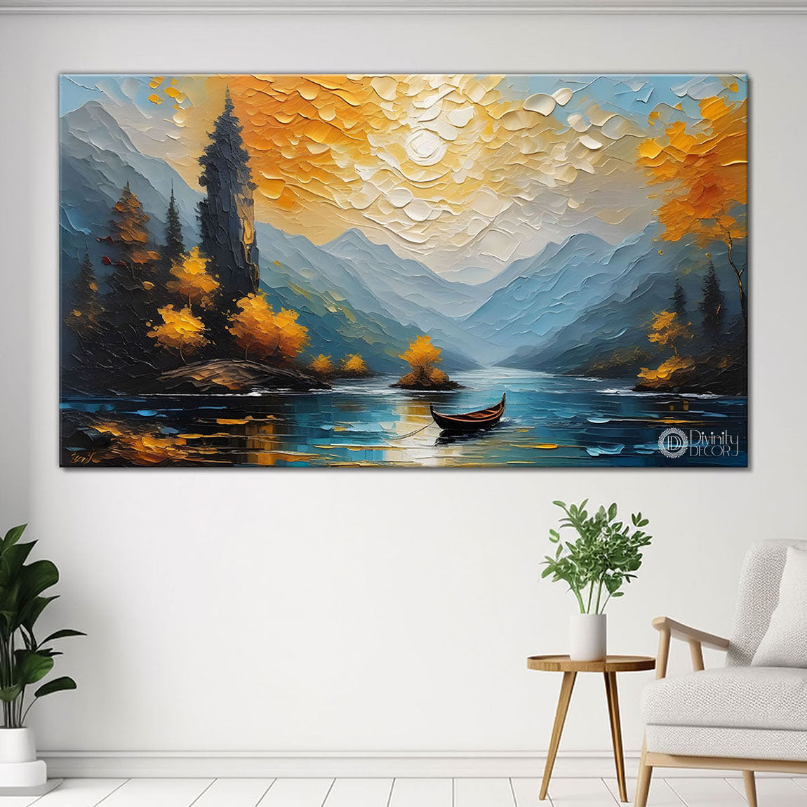 Mountains with trees painting art Canvas Painting - Nature Art -680