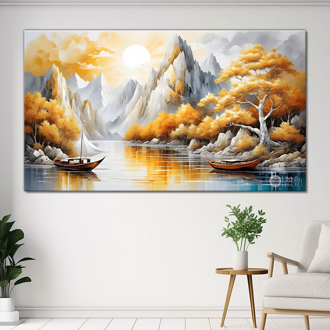 Mountains with river painting Canvas Painting - Nature Art -685