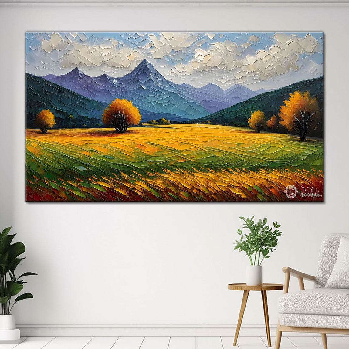 Mountains with land textured painting Canvas Painting - Nature Art -688