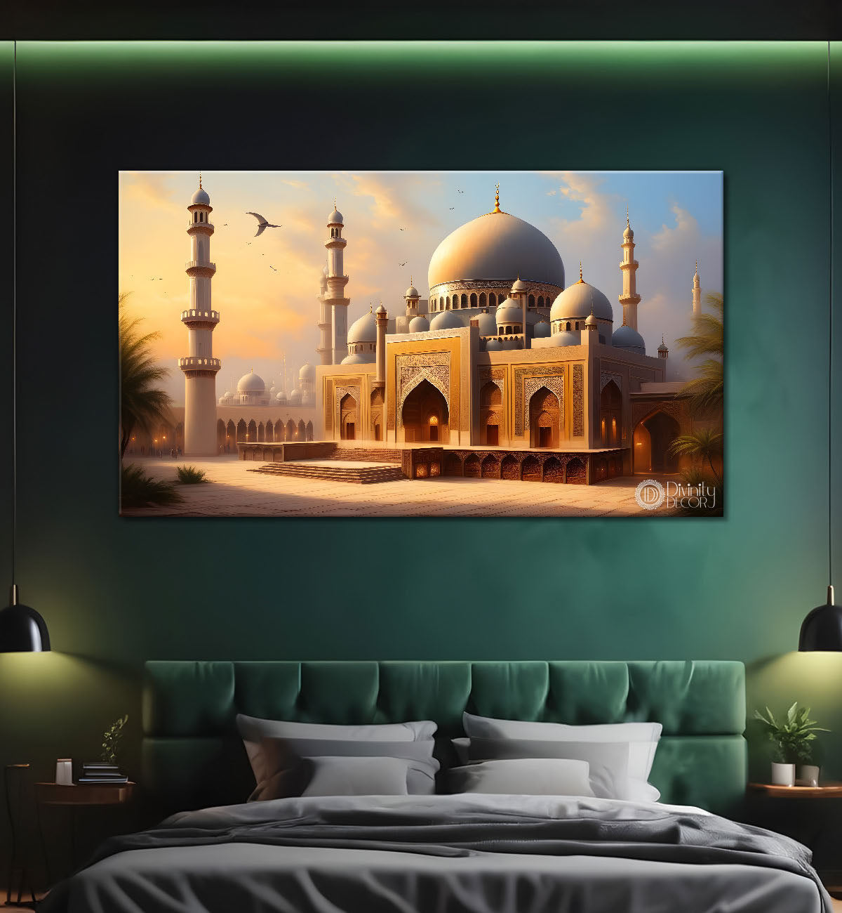 Islamic mosque with sunrise oil painting Canvas Painting - Islamic paintings - 69