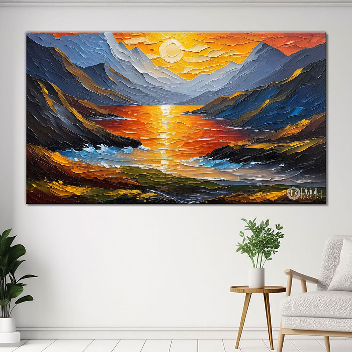 Mountains with lake painting Canvas Painting - Nature Art -690
