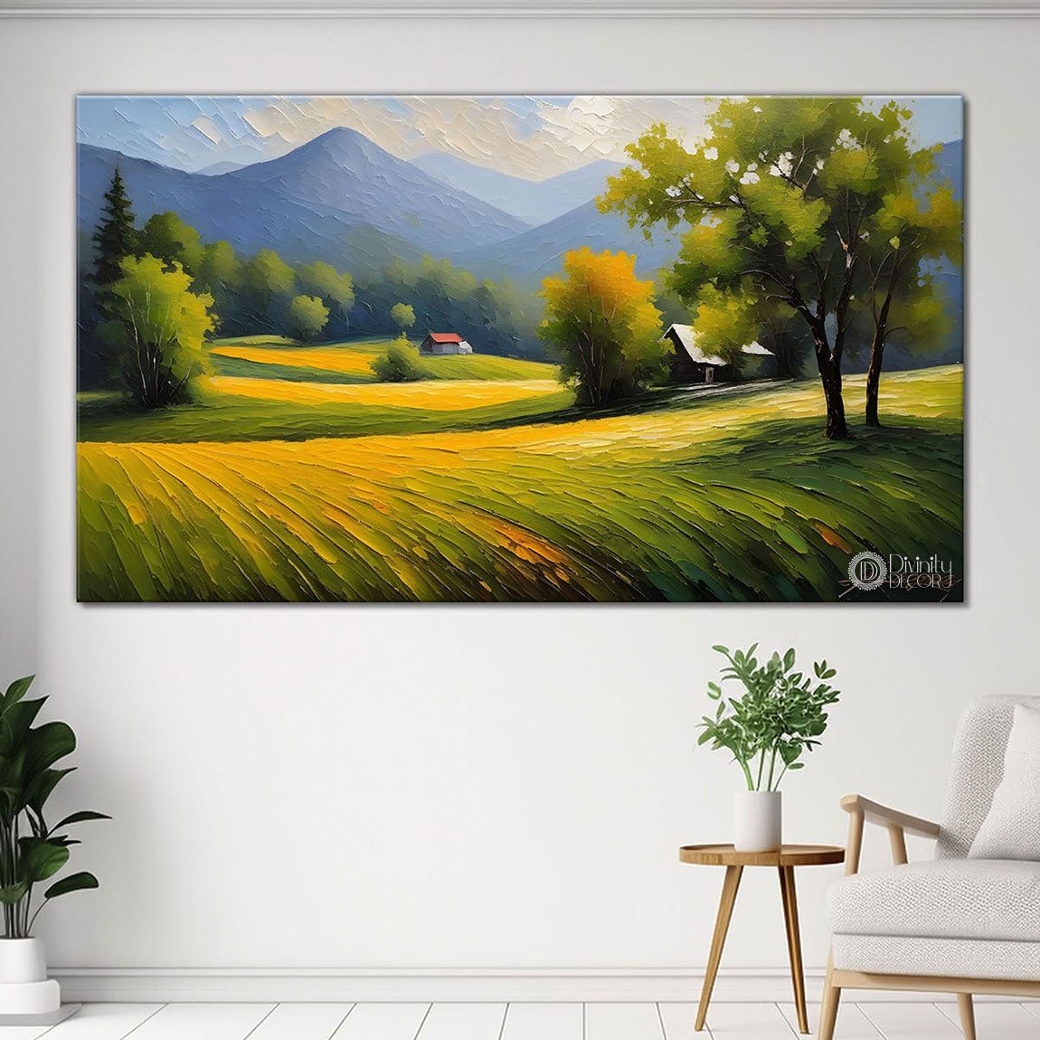 Mountains with greenery painting Canvas Painting - Nature Art -695