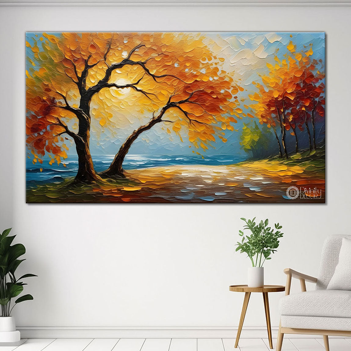 Orange trees with land painting Canvas Painting - Nature Art -700