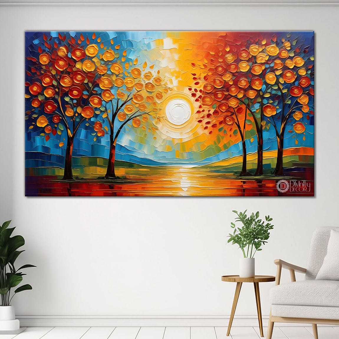 Orange trees with land painting Canvas Painting - Nature Art -705