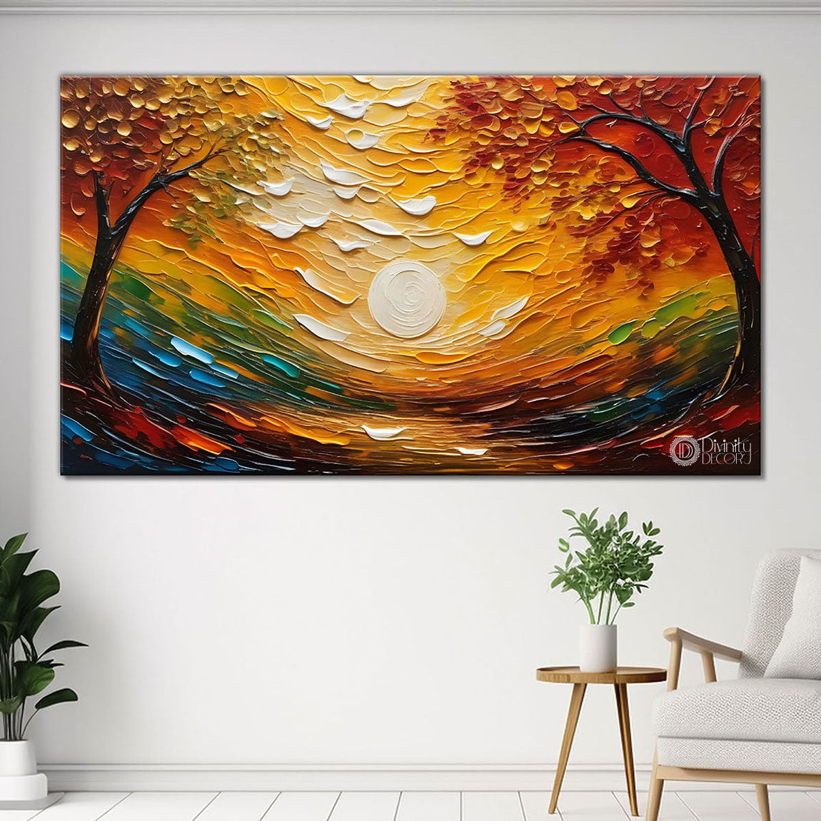 Orange trees and sunrise painting Canvas Painting - Nature Art -709