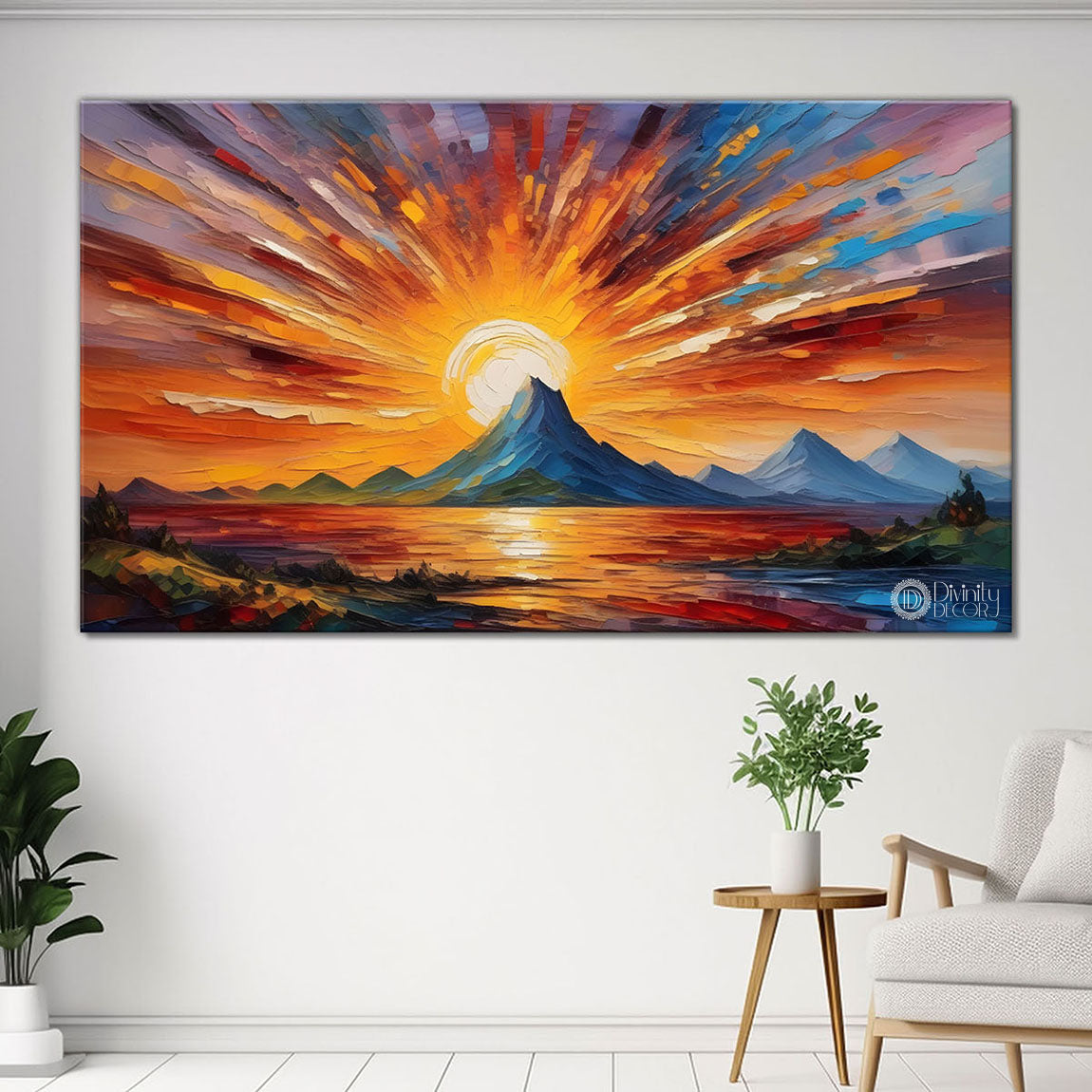 Mountains with sunrise painting Canvas Painting - Nature Art -716