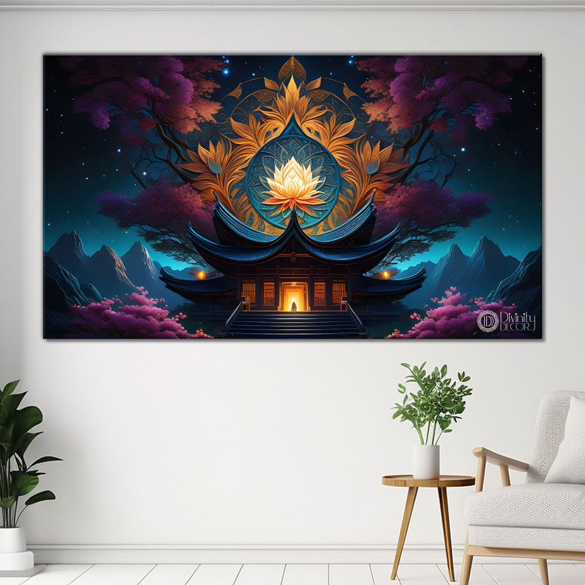 Mountains in the night textured painting Canvas Painting - Nature Art -742