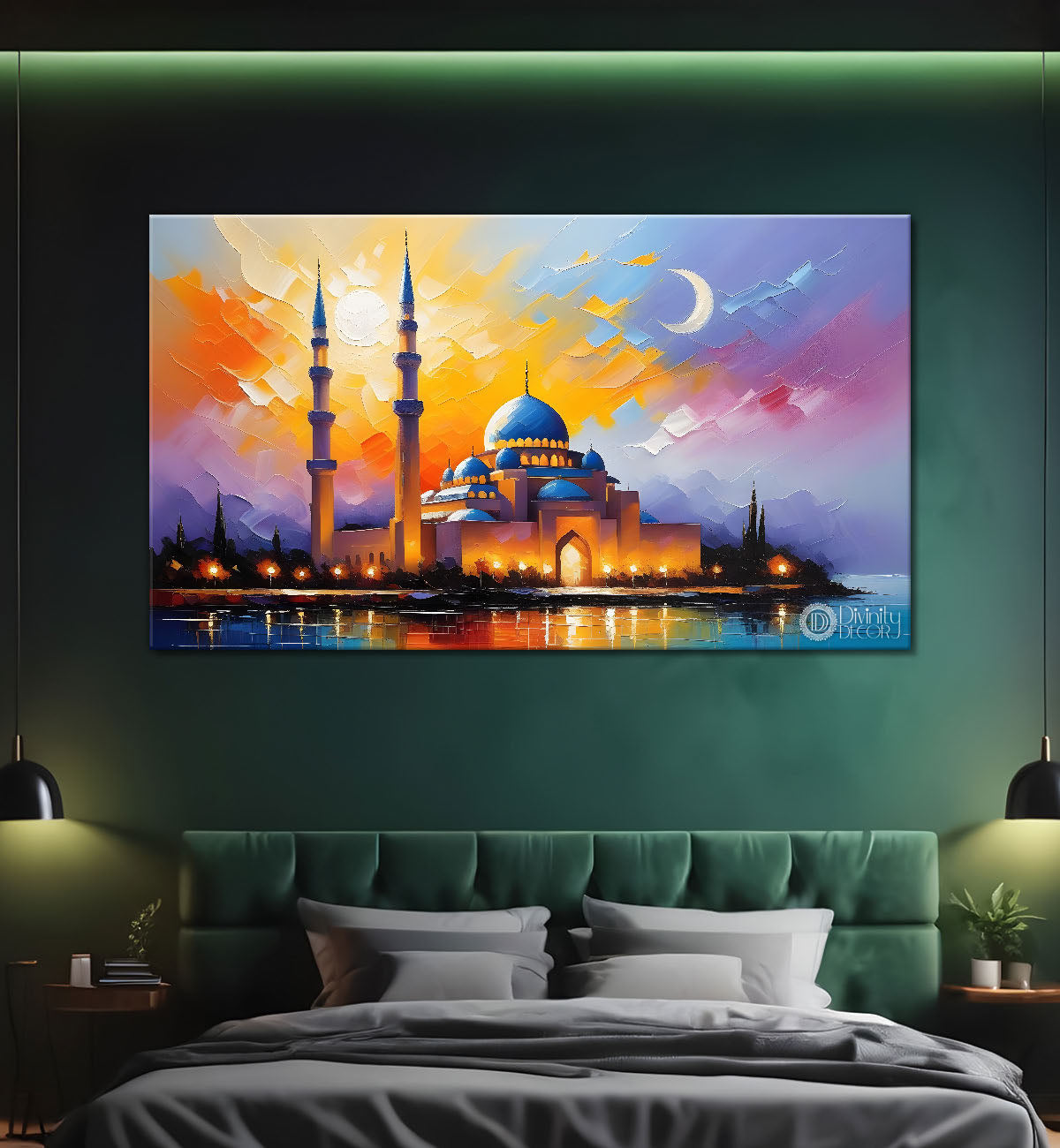 Islamic mosque with colorful background textured modern art Canvas Painting - Islamic paintings - 75