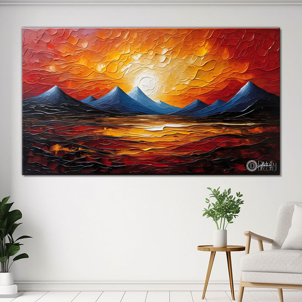 Mountains with sunset painting Canvas Painting - Nature Art -750