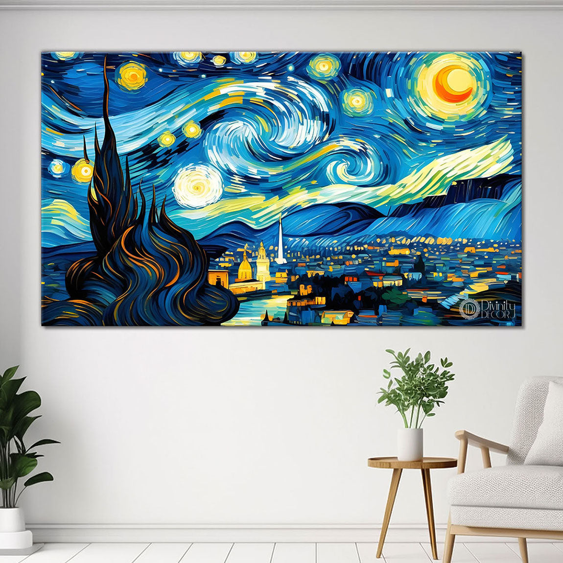 Moon with mountains painting Canvas Painting - Nature Art -753