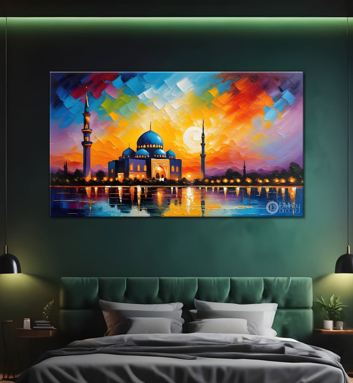 Islamic mosque with colorful background textured modern art  Canvas Painting - Islamic paintings - 76