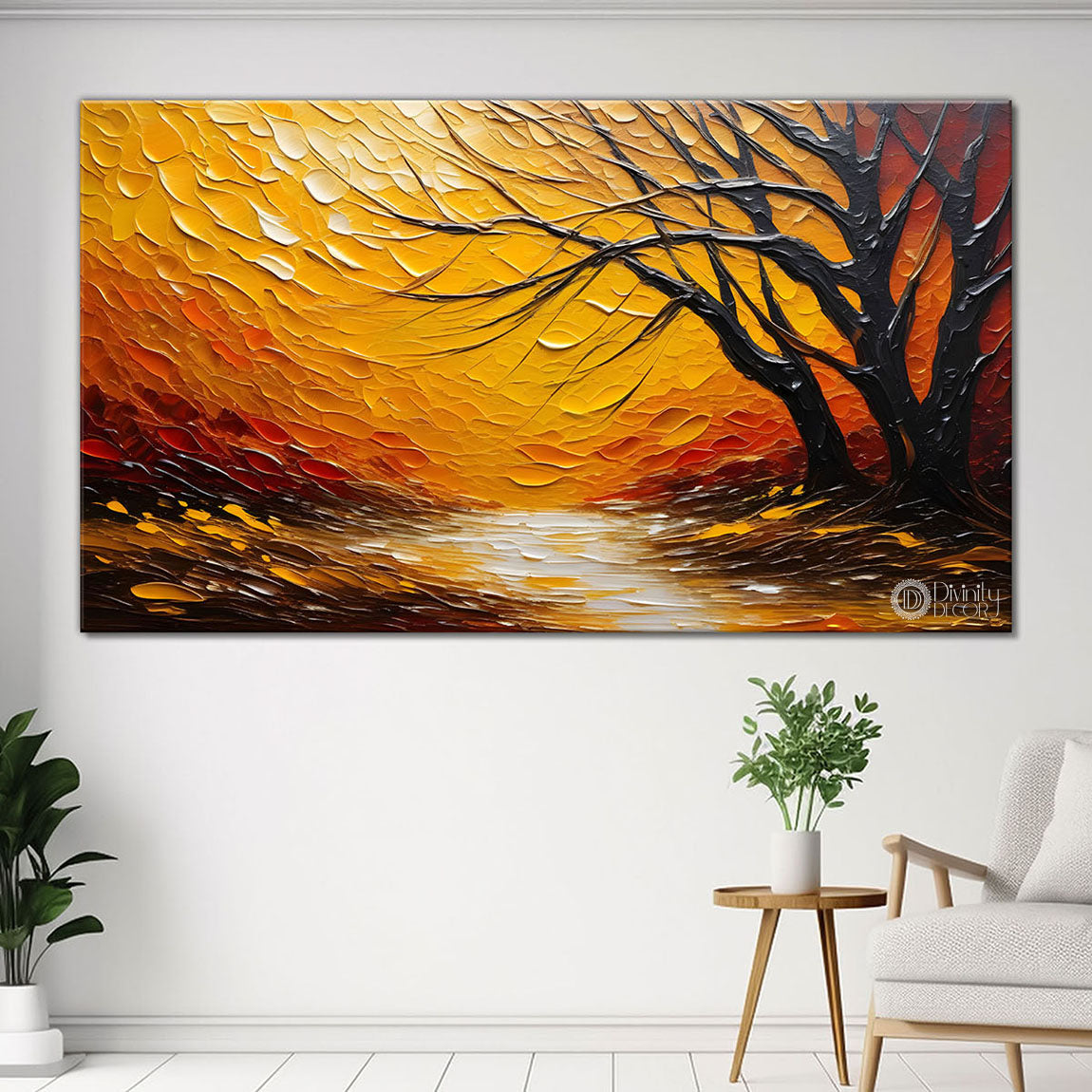 Tree with sunset painting Canvas Painting - Nature Art -763