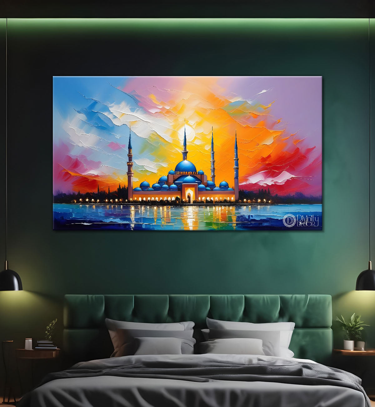 Islamic mosque with colorful background textured modern art Canvas Painting - Islamic paintings - 77