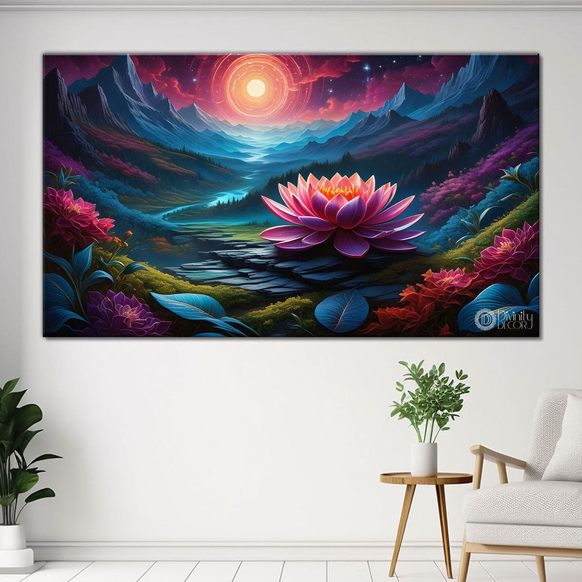 Mountains with the flowers painting Canvas Painting - Nature Art -776