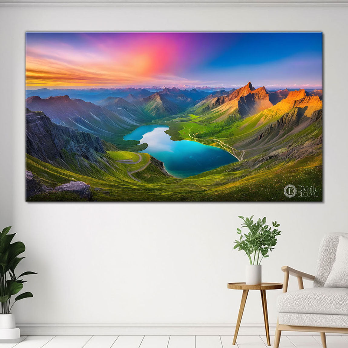 Mountains with the river painting Canvas Painting - Nature Art -786
