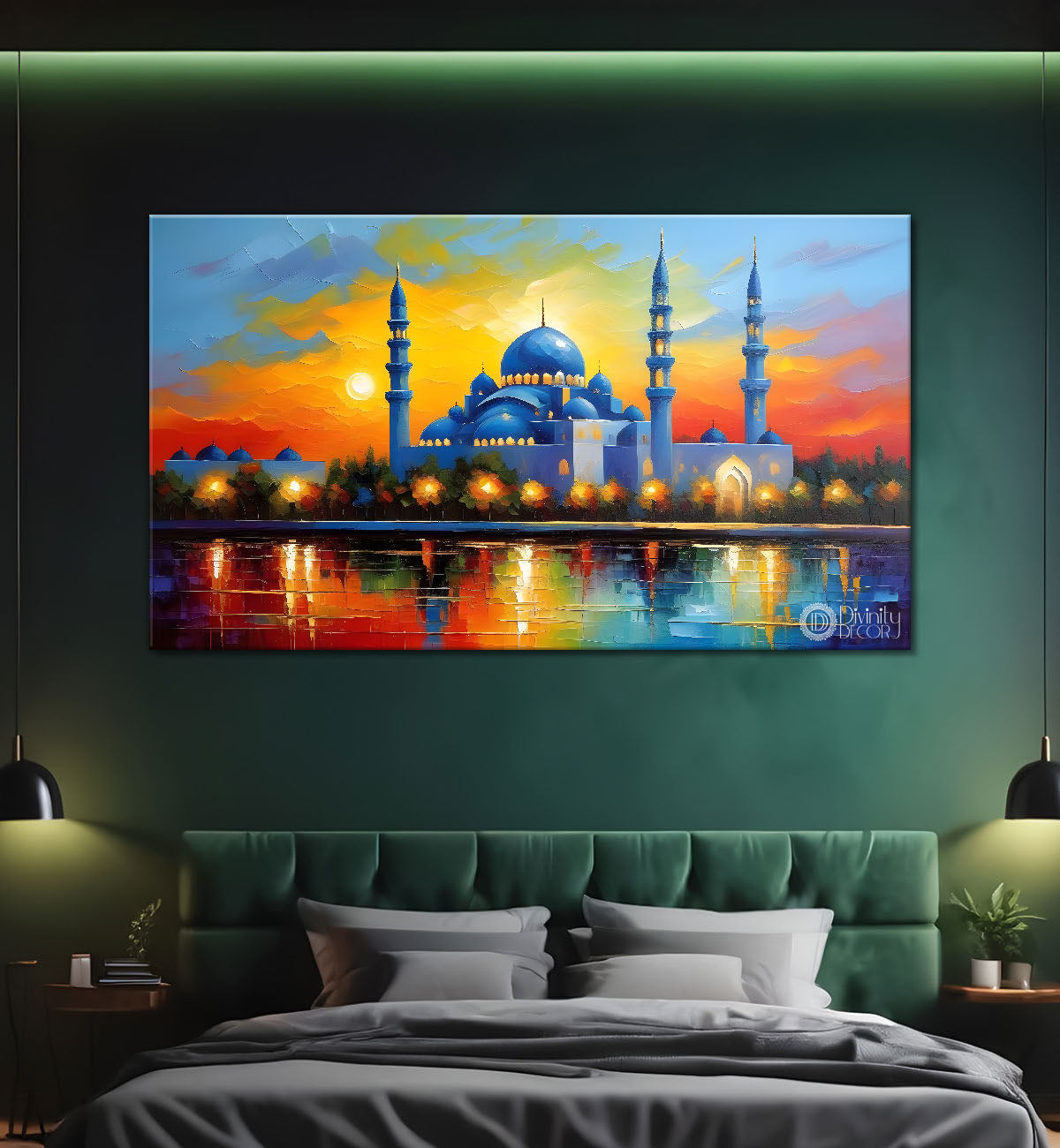 Islamic mosque with colorful background textured modern art  Canvas Painting - Islamic paintings - 79