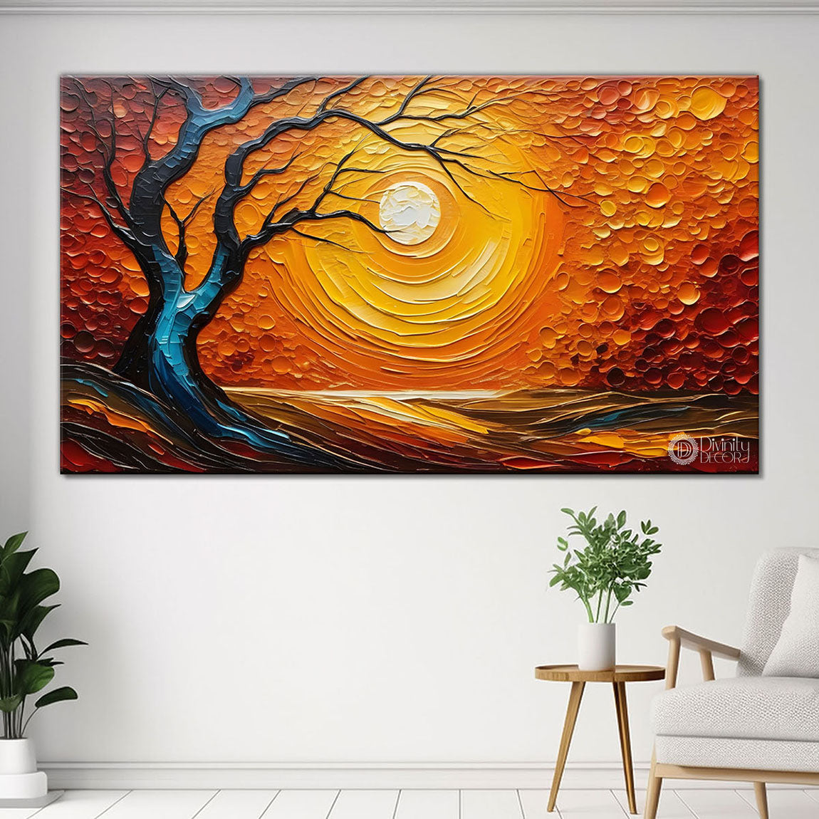 Tree with the sun painting Canvas Painting - Nature Art -790