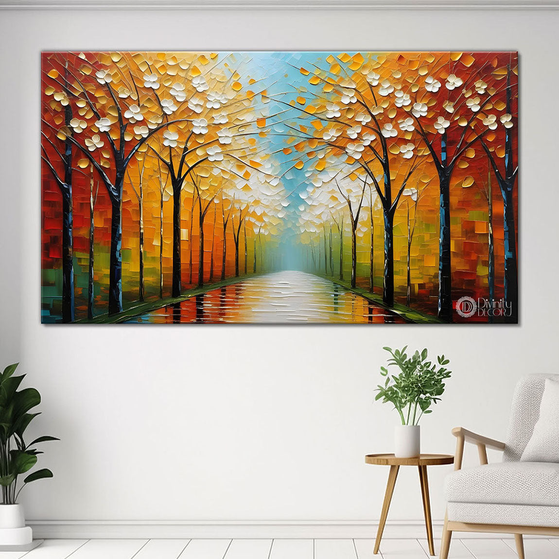 Orange trees textured painting Canvas Painting - Nature Art -795