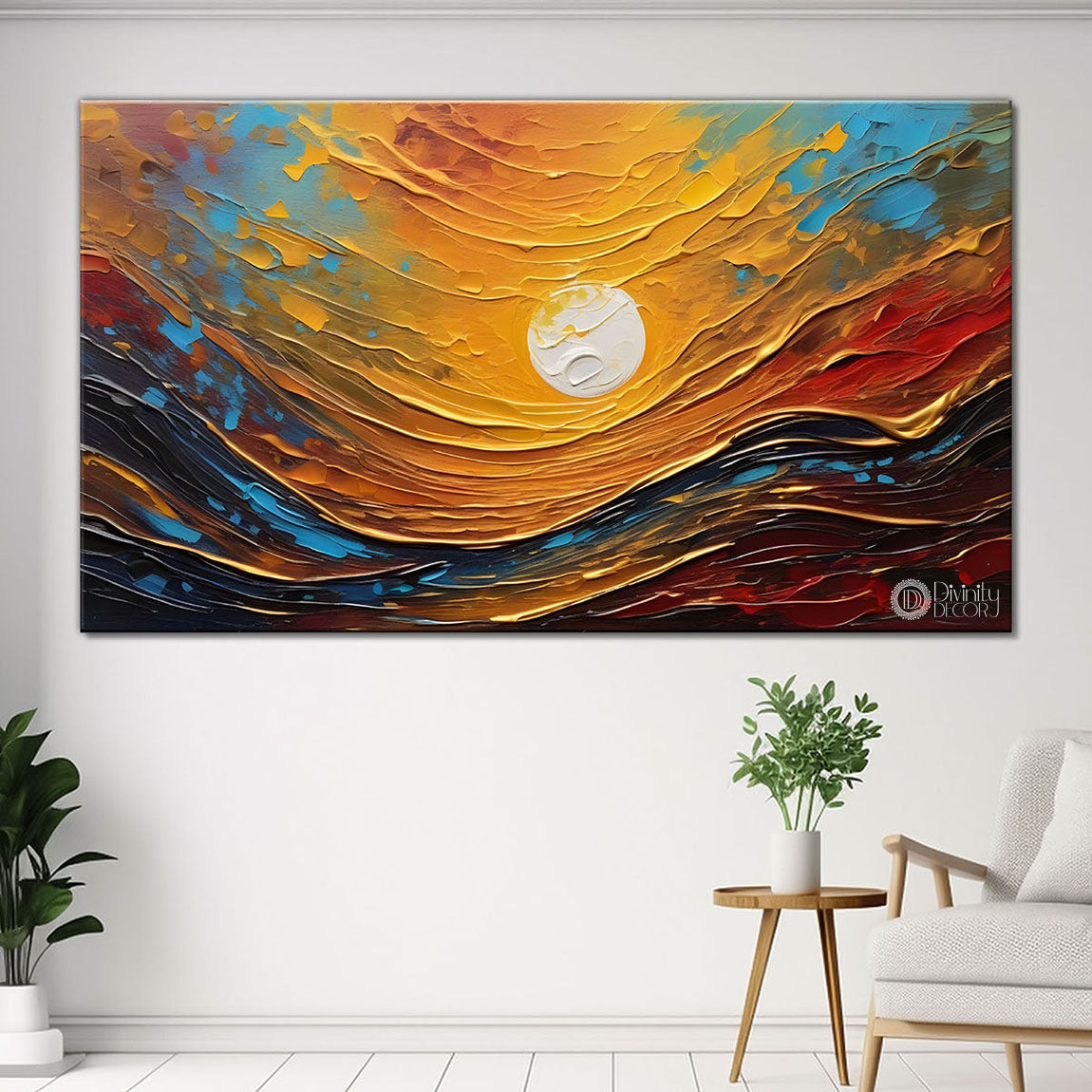 Sun the waves painting Canvas Painting - Nature Art -798