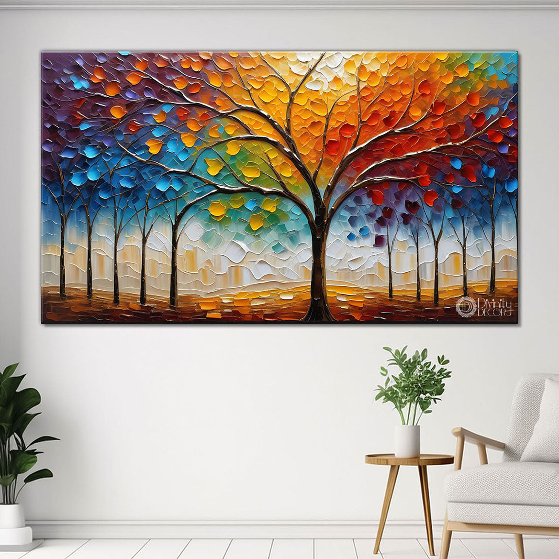 Colorful tree painting Canvas Painting - Nature Art -799