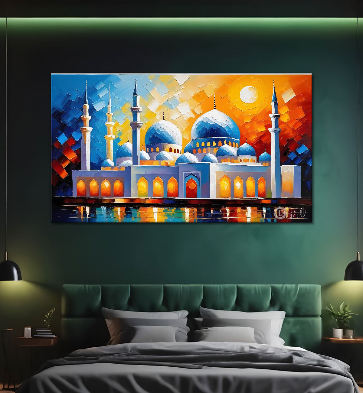 Islamic mosque with colorful background textured modern art  Canvas Painting - Islamic paintings - 80